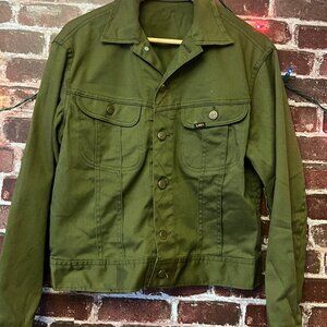 Vintage 70s Lee Riders Olive Green Cotton Twill Trucker Jacket